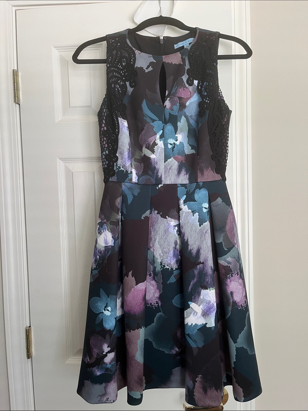 ANTONIO MELANI Black Multi Floral Fit-and-Flare Dress